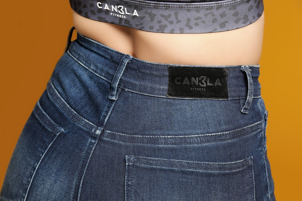 High Waisted Canela Fitjeans - Azure Blue - CanelaFitness