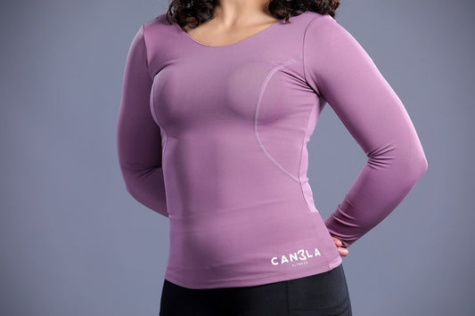 ACTIVE LONG SLEEVE YOGA T-SHIRT STRAPPY BACK - IRIS PURPLE - CanelaFitness