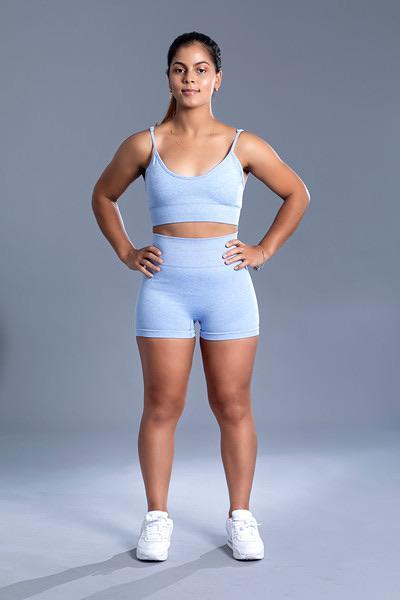 NO LIMITS SEAMLESS HIGH WAISTED SHORTS - DODGER BLUE - CanelaFitness