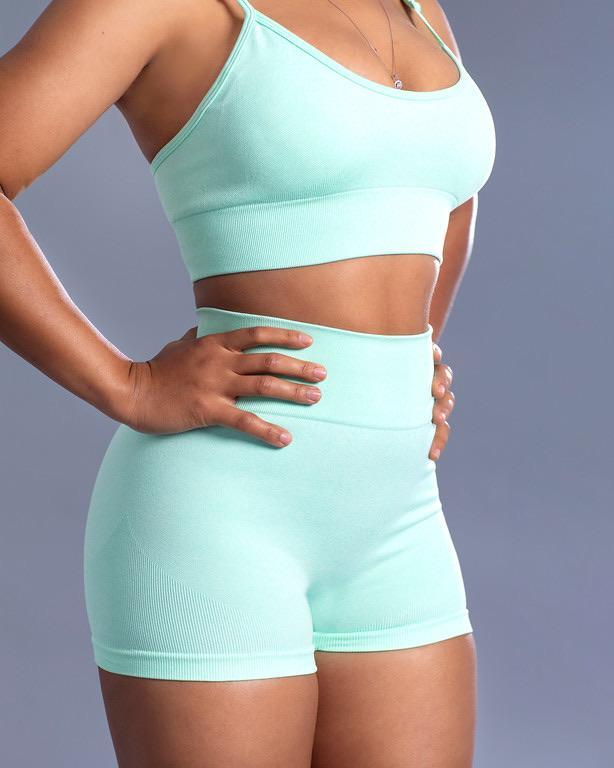 NO LIMITS SEAMLESS HIGH WAISTED SHORTS - MINT GREEN - CanelaFitness