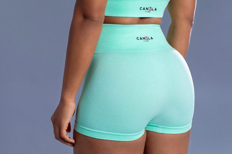 NO LIMITS SEAMLESS HIGH WAISTED SHORTS - MINT GREEN - CanelaFitness