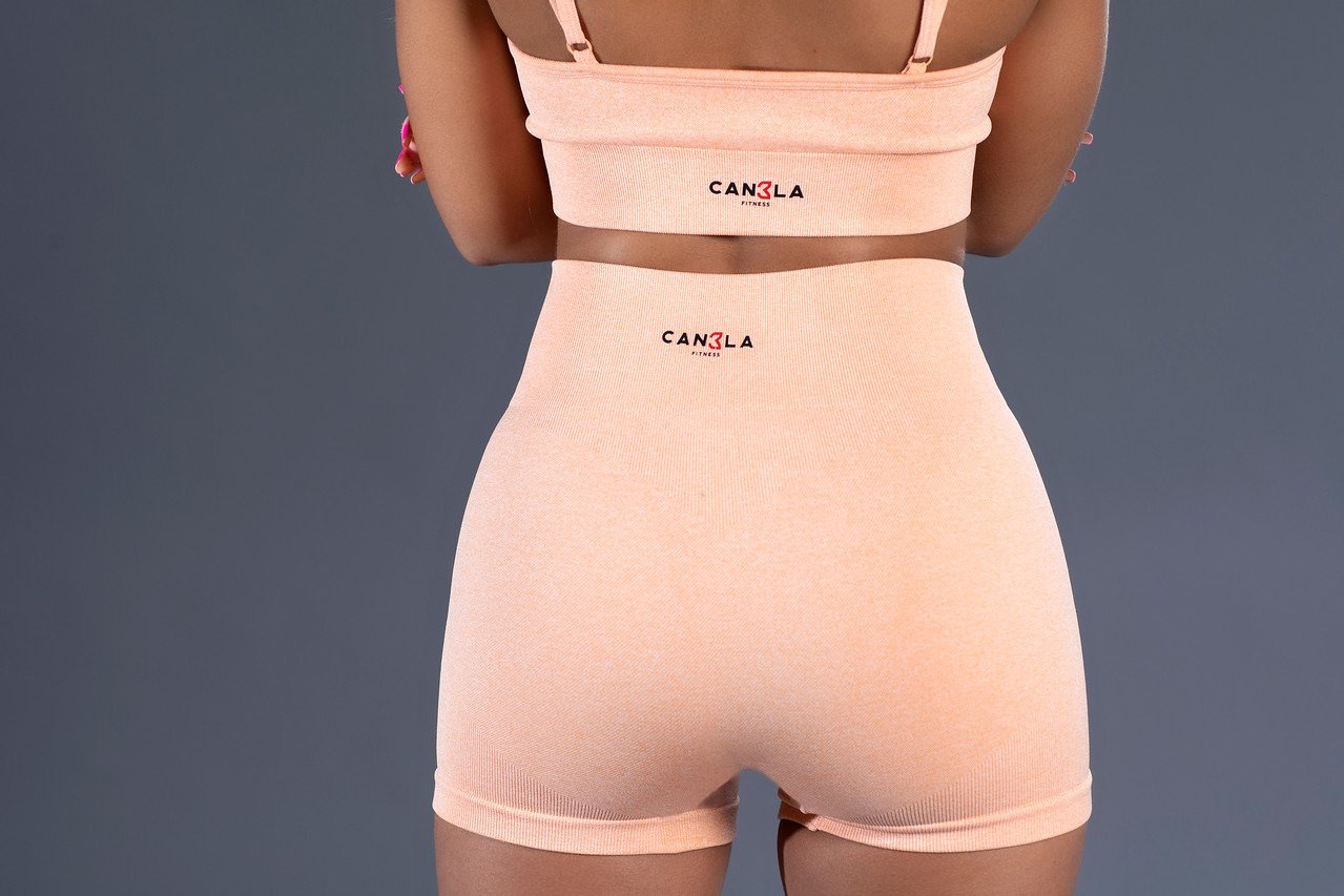 NO LIMITS SEAMLESS HIGH WAISTED SHORTS - PEACH - CanelaFitness