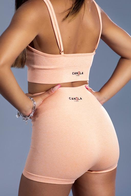 NO LIMITS SEAMLESS HIGH WAISTED SHORTS - PEACH - CanelaFitness