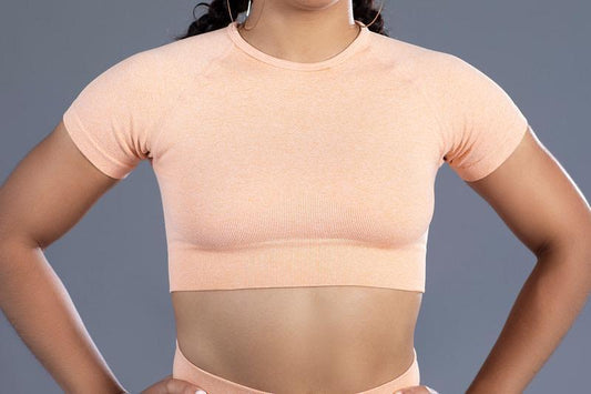 SEAMLESS CROP TOP - PEACH - CanelaFitness