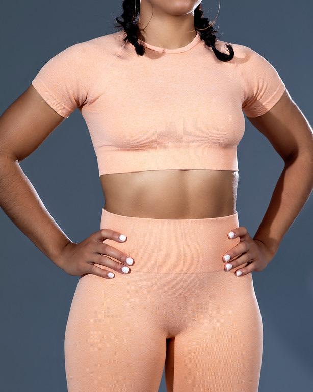 SEAMLESS CROP TOP - PEACH - CanelaFitness